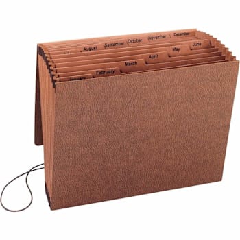 Business Source Monthly Letter Expanding File 8.5" X 11" 12 Pockets Brown