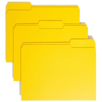 Smead Colored 1/3 Tab Letter File Folder 8.5" X 11" Yellow Package Of 100