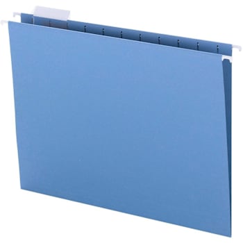 Smead Colored 1/5 Tab Letter Hanging Folder 8.5" X 11" Blue Package Of 25