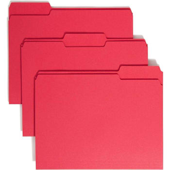 Smead 1/3 Tab Letter File Folder 8.5" X 11" 0.75" Expansion Red Package Of 100