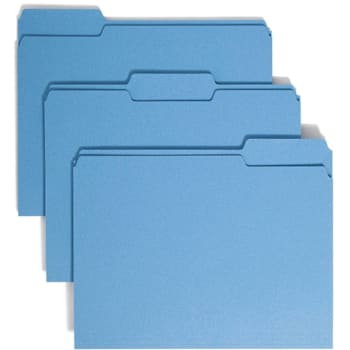 Smead 1/3 Tab Letter File Folder 8.5" X 11" 0.75" Expansion Blue Package Of 100