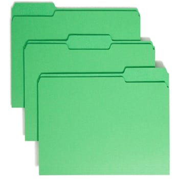 Image for Smead 1/3 Tab Letter File Folder 8.5" X 11" Green Package Of 100 from HD Supply