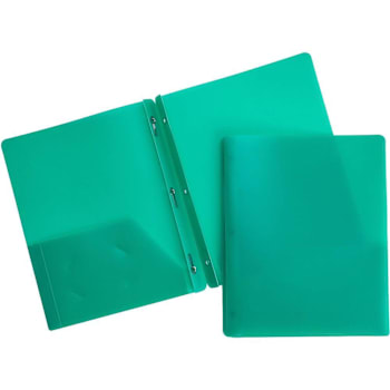 Business Source Letter Portfolio 8.5" X 11" X 3 Prong Fasteners 2 Pockets Green