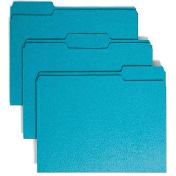 Image for Smead Colored 1/3 Tab Letter File Folder 8.5" X 11" Teal Package Of 100 from HD Supply