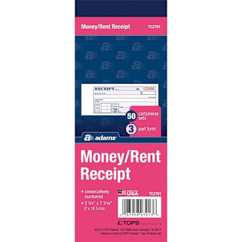 Adams 3-Part Payment Receipt Pad 6.75" X 2.75" White / Canary / Pink