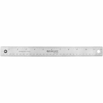 Westcott 12" Stainless Steel Ruler With Nonslip Base 1/16 And 1/32 Graduations