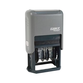 Xstamper Self-Inking 3-In-1 Date And Message Stamp Blue And Red Ink