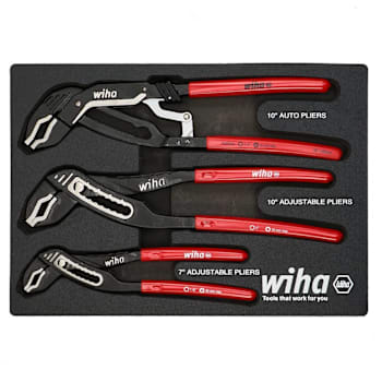 Wiha 3 Piece Classic Grip V-Jaw Tongue And Groove Pliers Tray Set