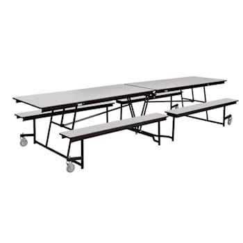 National Public Seating® Cafeteria Table W/Benches 12'L Grey