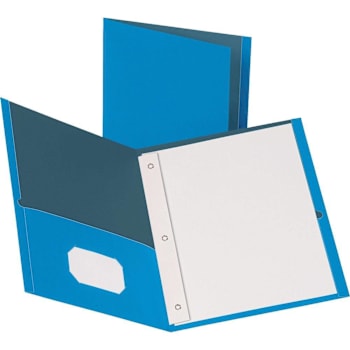 Business Source Letter Pocket Folder 8.5" X 11" Light Blue Package Of 25