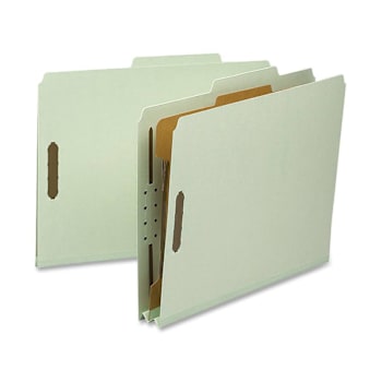 Nature Saver 2/5 Tab Classification Folder 8.5" X11" Gray/Green Package Of 10