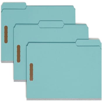 Smead 1/3 Tab Letter Fastener Folder 8.5" X 11" Blue Package Of 25