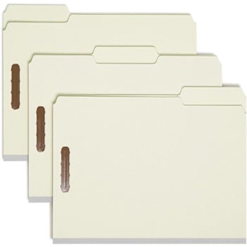 Smead 1/3 Tab Letter Fastener Folder 8.5" X 11" Gray/Green Package Of 25