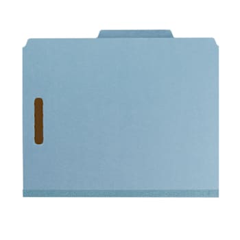 Smead 2/5 Tab Letter Classification Folder 8.5" X 11" Blue Package Of 10