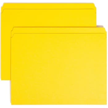 Smead Colored Straight Tab Letter File Folder 8.5" X 11" Yellow Package Of 100