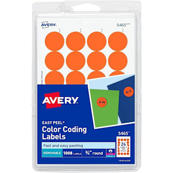 Avery Easy Peel Color Coding Label 0.75" Diameter Orange Package Of 1008