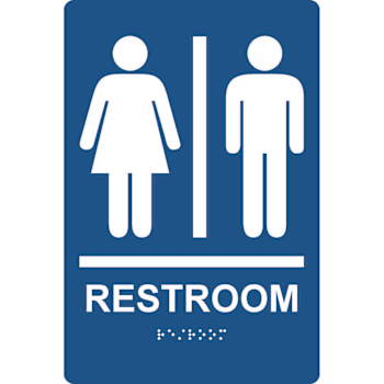 Accuform Braille Sign Restroom (Graphic) 9" X 6" White/Black Plastic