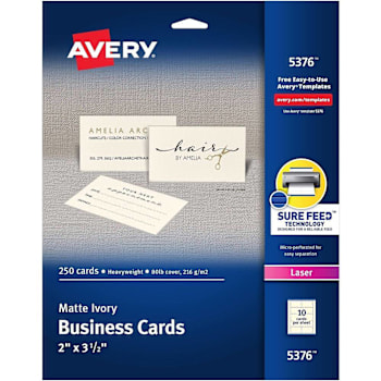 Avery Laser Business Card 2" X 3.5" Matte Ivory Package Of 250