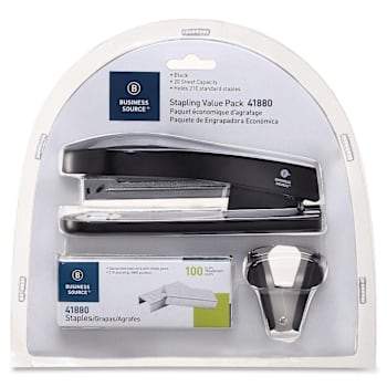 Business Source Stapler Combo With Staples And Remover Silver / Black