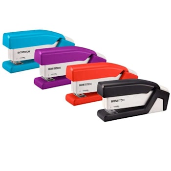 Bostitch Injoy One-Finger Spring-Powered COMPACT Stapler Assorted Colors