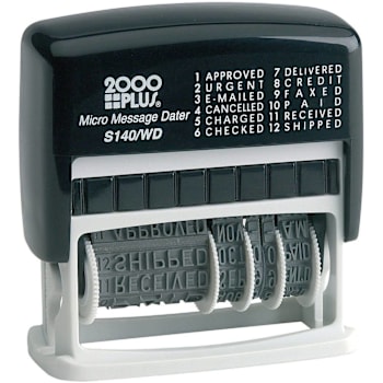 Cosco 2000 Plus Self-Inking 12-In-1 Message And Dater Stamp Black Ink