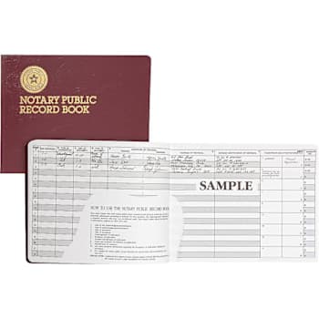 Dome Notary Public Record Book 10.5" X 8.25" Maroon Cover 64 Sheets 1 Book