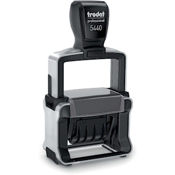 Trodat Professional Self-Inking 5-In-1 Date And Message Stamp Blue And Red Ink