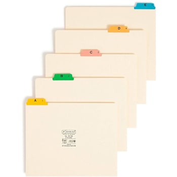 Smead Filing Guides With Alphabetic Indexing Assorted Colors Package Of 25