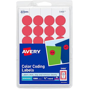 Image for Avery Round Color Coding Labels Red Package Of 1008 from HD Supply
