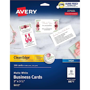 Avery Inkjet Printable Business Card 2" X 3.5" Matte White Package Of 200
