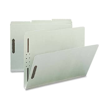 Nature Saver 1/3 Tab Letter Fastener Folder 8.5" X 11" Gray/Green Package Of 25