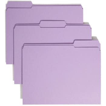 Smead Colored 1/3 Tab Letter File Folder 8.5" X 11" Lavender Package Of 100