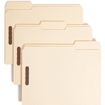 Smead 1/3 Tab Letter Fastener Folder 8.5" X 11" Manila Package Of 50