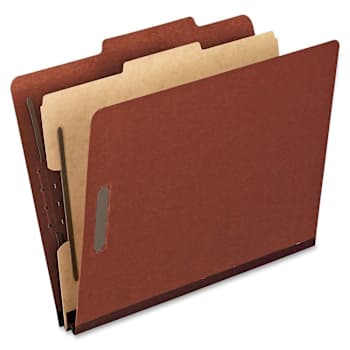 Pendaflex 2/5 Tab Letter Classification Folder 8.5" X 11" Red Package Of 10