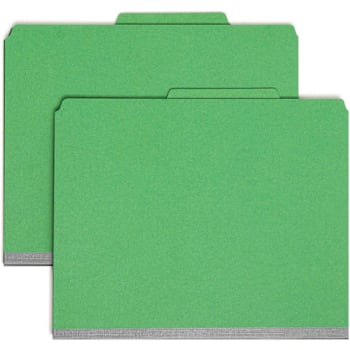 Smead Safeshield 2/5 Tab Classification Folder 8.5" X 11" Green Package Of 10