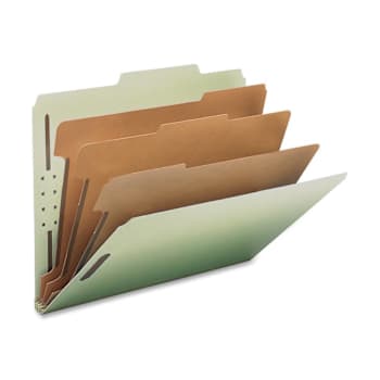 Nature Saver 2/5 Tab Classification Folder 8.5" X 11" Gray/Green Package Of 10