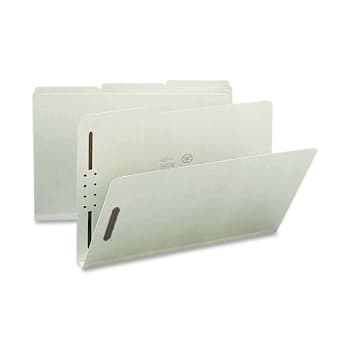 Nature Saver 1/3 Tab Legal Fastener Folder 8.5" X 14" Gray/Green Package Of 25