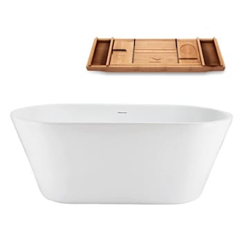 Streamline 59" Soaking Freestanding Tub And Tray W/Internal Drain Polishd Chrome