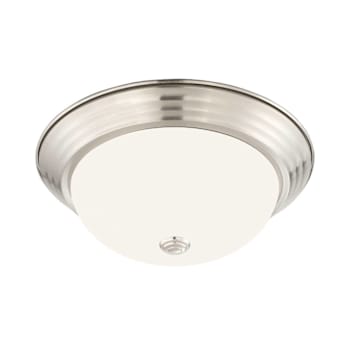 Seasons 13 In. 2-Light Bulb-Based Dome Flush Mount Fixture In Brushed Nickel