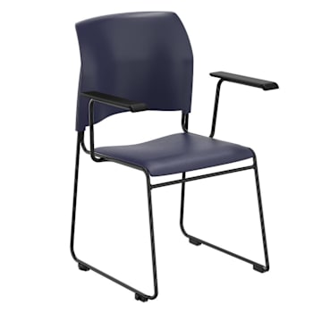 National Public Seating® Cafetorium Plush Vinyl Stack Chair W/Arms, Blue