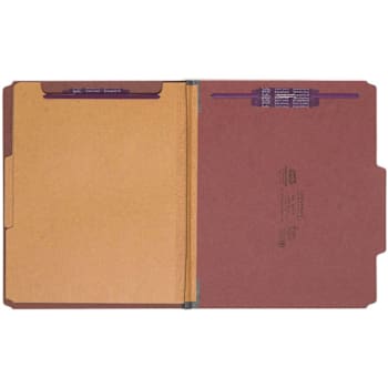 Smead 2/5 Tab Letter Classification Folder 8.5" X 11" Red Package Of 10