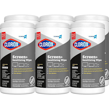 CloroxPro Clorox Screen+ Sanitizing Wipes, Citrus Blend Scent, Case Of 6