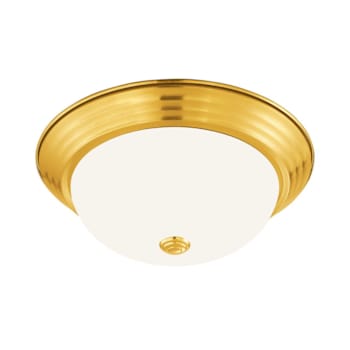 Image for Seasons 13-Inch Dome 2-Light 60w Incandescent Flush Mount Light, Polished Brass from HD Supply