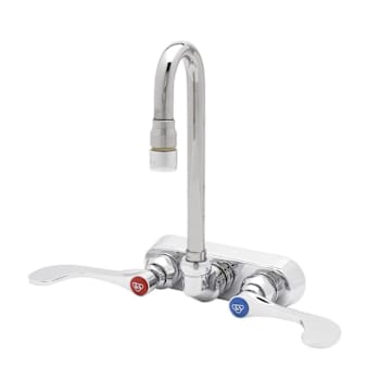 Image for T&S Brass And Bronze 4" Wall Mnt Faucet 4" Wrist Hndls Gooseneck 1.0 GPM Aerator from HD Supply
