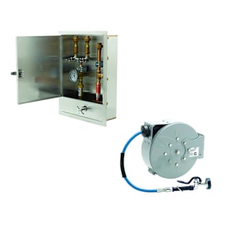 Image for T&S Brass And Bronze Hose Reel Assy 30' Clsd Hose Reel Cab W/Ctrl Vlv/Temp Gauge from HD Supply