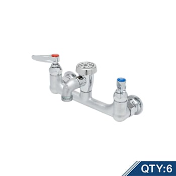 Image for T&S Brass And Bronze Srvc Sink Faucet Wll Mnt 8" Cntrs Vac. Breakr Chrome Qty. 6 from HD Supply