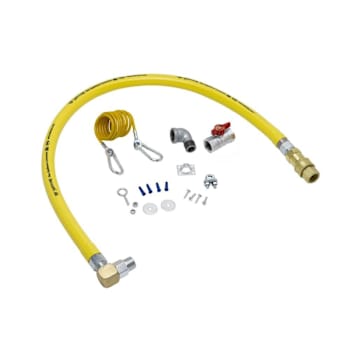 T&S Brass And Bronze Gas Hose 3/4"Npt X 48" Long Elbow/Gas Ball Valve/Cable Kit