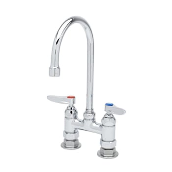 Image for T&S Brass And Bronze Double Pantry Faucet Deck Mount 4" Centers Swivel Gooseneck from HD Supply