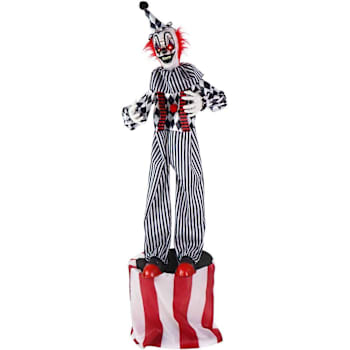Haunted Hill Farm 6' Animatronic Talking Clown On A Stage With Movement