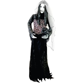 Image for Haunted Hill Farm 6' Animatronic Ghost Bride In Black And White Dress from HD Supply